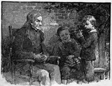 One day, when Frank and John were going to school, they saw an old man
with a flute.