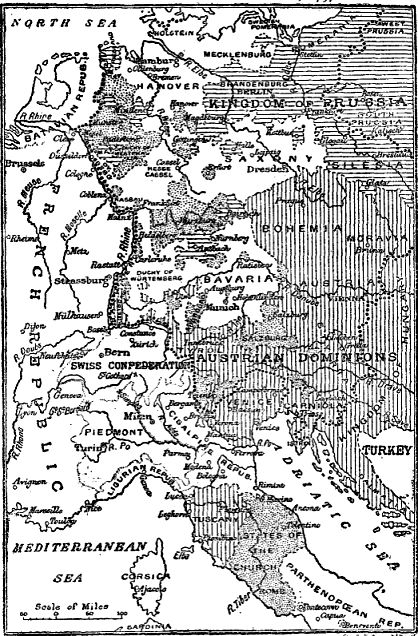 CENTRAL EUROPE, after the Peace of Campo Formio, 1797