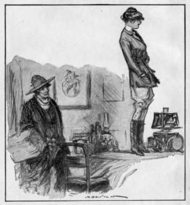 SHE WAS STANDING ON THE CENTRE TABLE BY NOW, SO SHE
COULD LAMP HERSELF IN THE GLASS OVER THE MANTEL