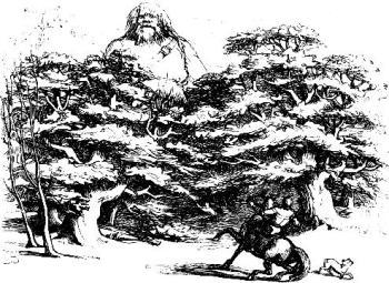 [Illustration:
                 He discovereth a Giant above the Trees]