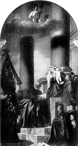 THE MADONNA OF THE PESARO FAMILY FROM THE PAINTING BY
TITIAN
In the Church of the Frari