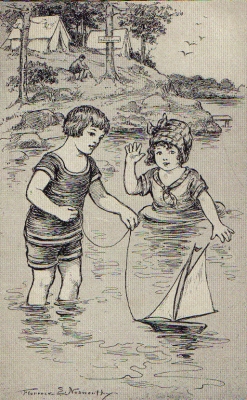 BUNNY AND SUE OFTEN WENT BATHING IN THE COOL LAKE. BUNNY AND SUE OFTEN WENT BATHING IN THE COOL LAKE.