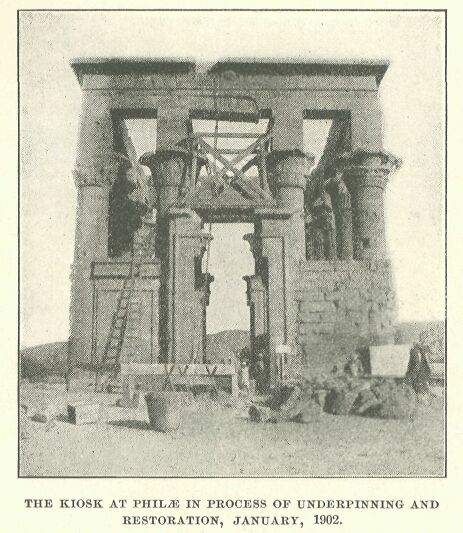 449.jpg the Kiosk at Philae in Process of Underpinning
And Restoration, January, 1902. 
