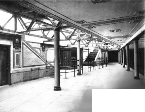 WEST SIDE OF COLUMBUS CIRCLE STATION (60TH
STREET)&mdash;ILLUMINATED BY DAYLIGHT COMING THROUGH VAULT LIGHTS
