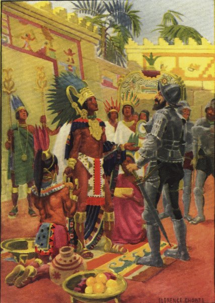 "Moteczuma awaited them in the courtyard"&mdash;Page 162