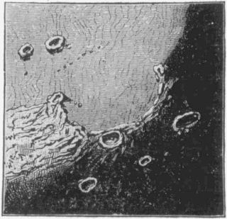 Fig. 23.&mdash;Lunar mountains near the Gulf of Iris.