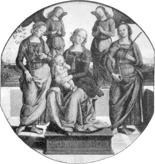 FIG. 31.&mdash;PERUGINO. MADONNA, SAINTS, AND ANGELS.
LOUVRE.