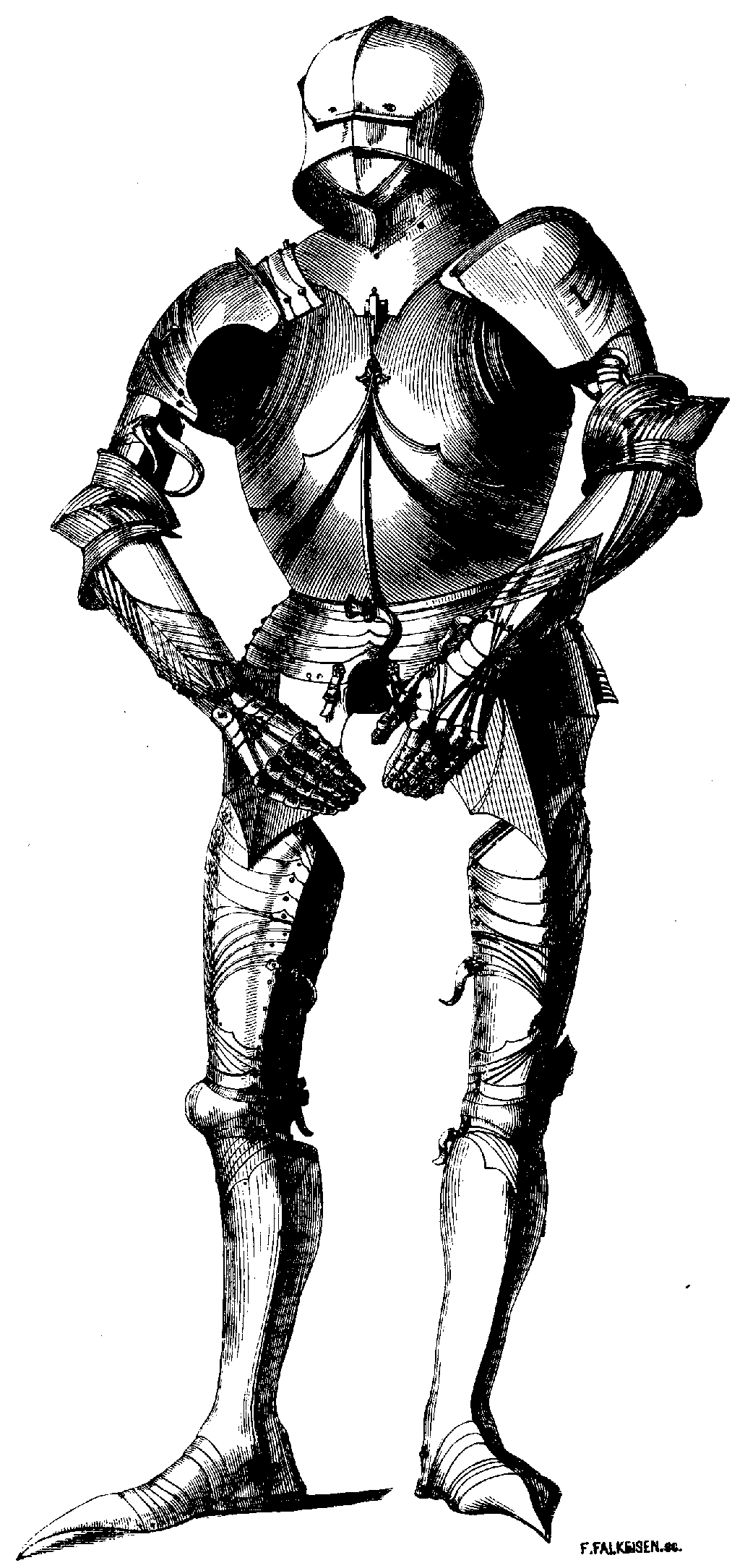 Gotische Plattenrüstung. 18. Jahrhundert 'F.FALKEISEN.SC.'