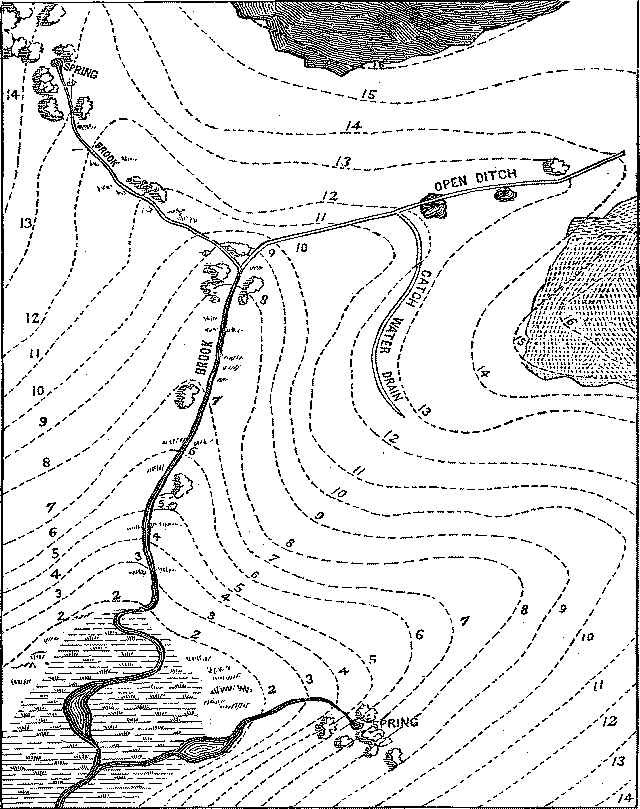 Fig. 8 - MAP WITH CONTOUR LINES. Illustration: Fig. 8 - MAP WITH CONTOUR LINES.