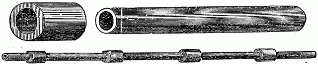 Fig. 16 - ROUND TILE AND COLLAR, AND THE SAME AS LAID. Illustration: Fig. 16 - ROUND TILE AND COLLAR, AND THE SAME AS LAID.