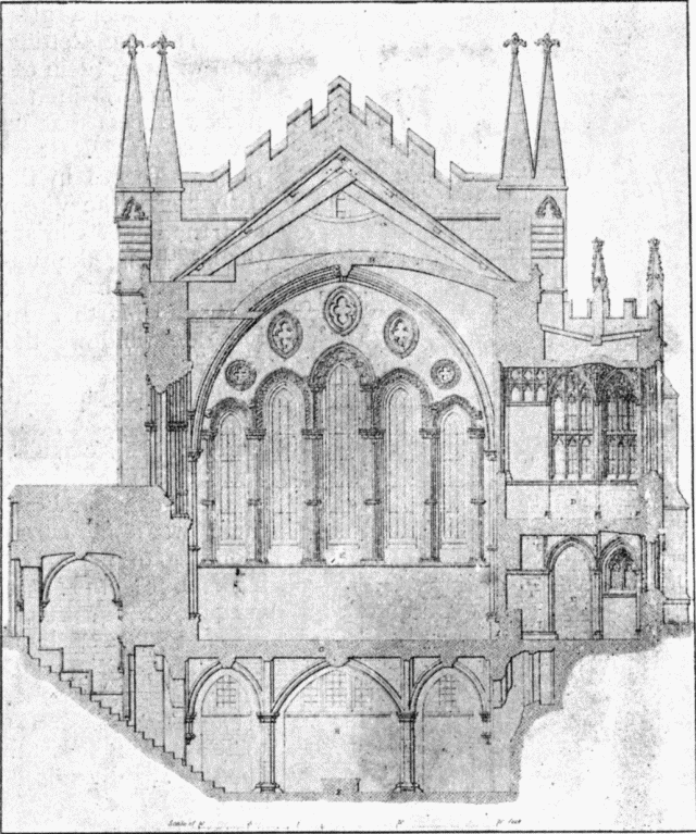 SECTION THROUGH LADY CHAPEL AND CRYPT. Illustration: SECTION THROUGH LADY CHAPEL AND CRYPT.