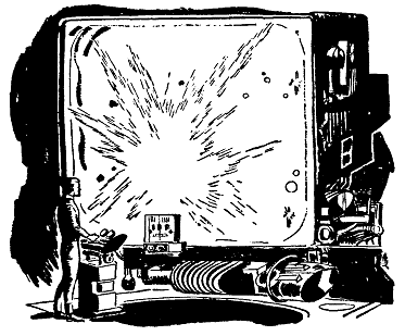 Tom watching the giant
teleceiver as a huge star cluster flashes