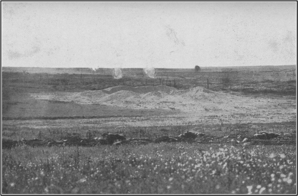 Photograph showing the Scene of the Successful British
Advance at La Boisselle, taken from the British Front Line