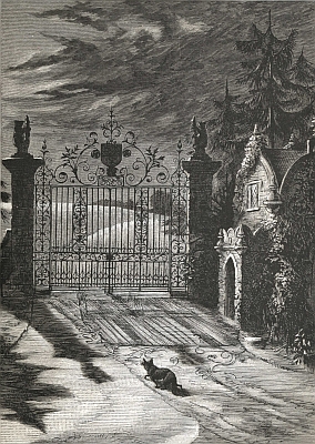 "It was in a heavy magnificent old style, of iron bars, fancifully wrought at top into flourishes and flowers."&mdash;