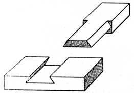 Fig. 43.&mdash;Dovetailed and
    Halved Joint.