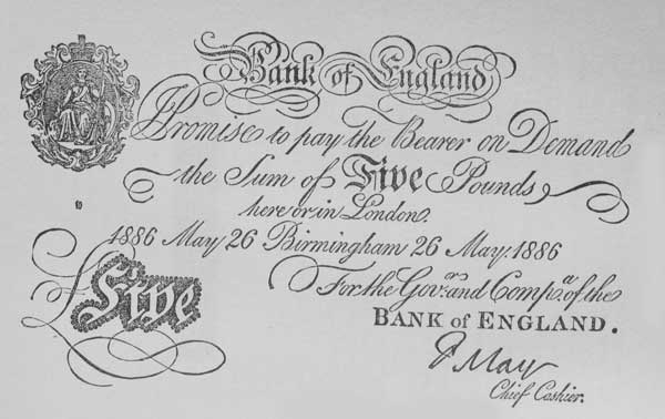 A FIVE-POUND NOTE.

The counterfeit plate.