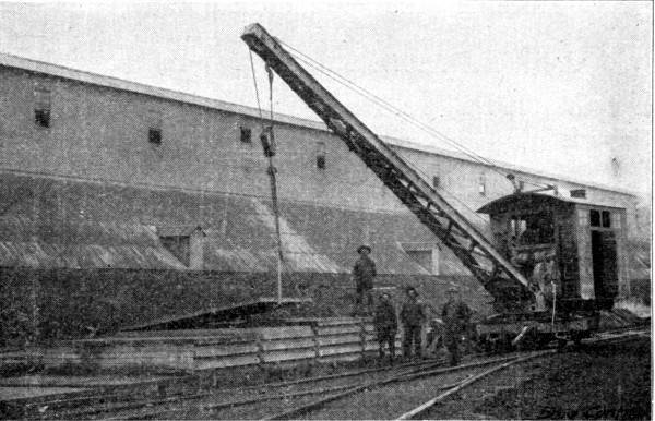 Fig. 245.&mdash;View Showing Method of Handling Roof Slabs.