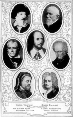 Alfred Tennyson
Robert Browning
William Shakespeare
Sir Walter Scott
William Wordsworth
Geoffrey Chaucer
Joseph Addison Portraits