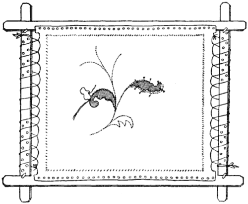 Appliqu&eacute; in progress in a frame