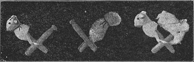 Fig. 107&mdash;Making a downy little lamb out of a clothespin.