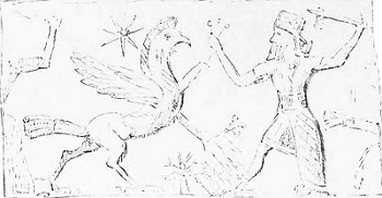 Fig. 11.&mdash;Assyrian Cylinder, in the National Library, Paris.
Jasper.
