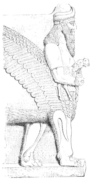 Fig. 114.&mdash;Human-headed lion. Nimroud; from Layard.