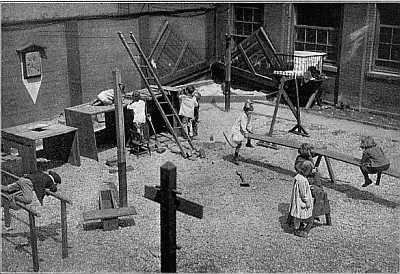 The city yard equipped to give a maximum of exercise
and creative play