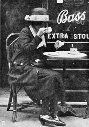 Morning Coffee in Front of a Boulevard Caf&eacute;, Paris, with
a British Background