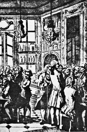 A Corner of the Historic Caf&eacute; de Procope Showing Voltaire and Diderot in Debate