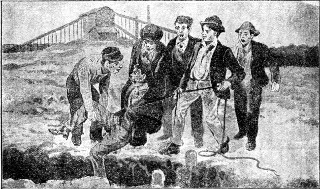 "Raise him up!" Skip shouted, and in another instant Fred
was suspended over the old shaft.