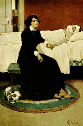 Left alone with her patient she had little to do but
reflect