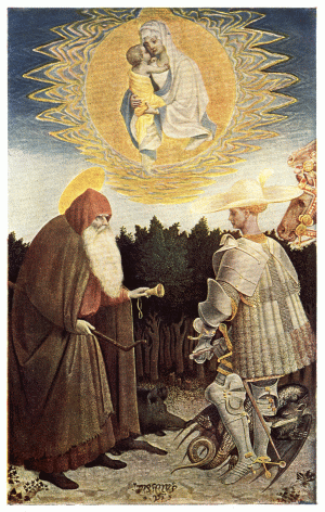 VITTORE PISANO
(CALLED PISANELLO)
ST ANTHONY AND ST GEORGE
National Gallery, London