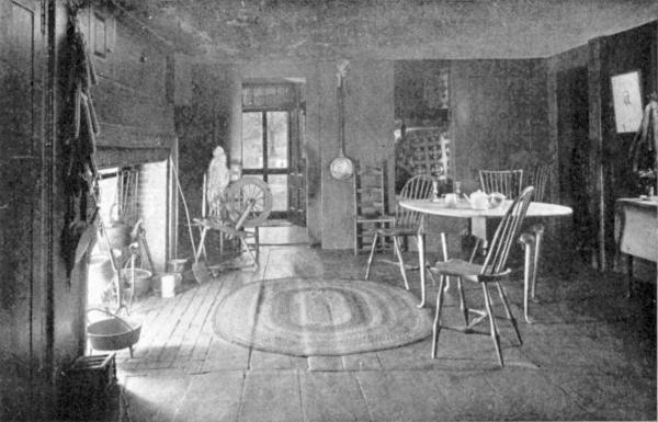 WESTERN END OF KITCHEN
View of "mother's room;" the poet was born in a room at the left, beyond the fireplace
Copyright 1891, by A. A. Ordway