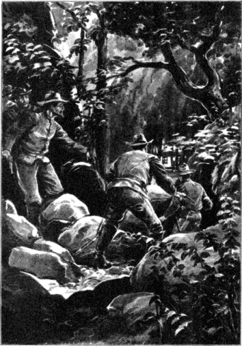 THEY SILENTLY CREPT DOWN THE GORGE. THEY SILENTLY CREPT DOWN THE GORGE.