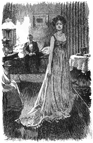 There seemed to him something almost unearthly about
this woman with her soft grey gown and marble face