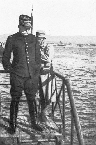 General Sarrail, commanding the Allied armies in Greece,
making his first landing in Salonika.