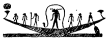Egyptian Solar Bark, with god Khnemu and attendant deities Egyptian Solar Bark, with god Khnemu and attendant deities
