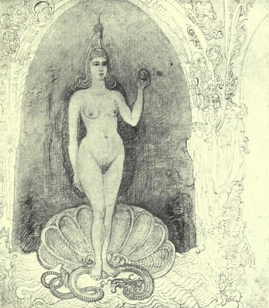 V&Eacute;NUS A LA COQUILLE&mdash;1889. Dessin.