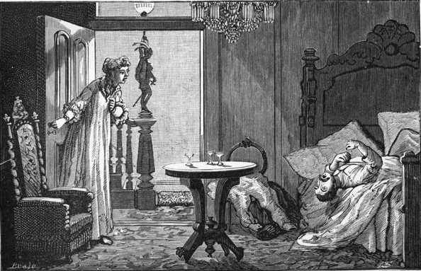 "He was lying in bed with froth about his mouth and a ghastly look on his face."&mdash;Page&mdash;