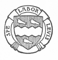 Publishers Logo: Gold with a blue horizontal stripe between three blue doves
 Motto: Spe Labor Levis
