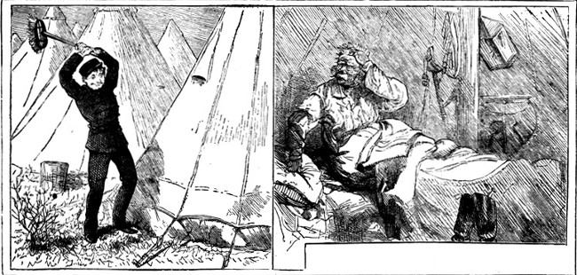 An ensign who thought he would wake up another ensign for a
lark&mdash;But he mistook the tent.

From the "Graphic."&mdash;By A. C. Corbould.

SELECTED BY MR. LOUIS WAIN.