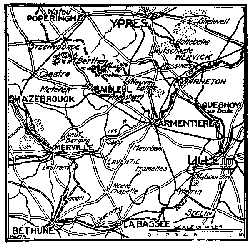 DETAIL MAP OF FLANDERS SECTOR AND BATTLE AROUND
ARMENTIERES