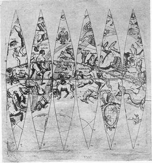 Celestial Globe Gores by Johannes
Oterschaden, ca. 1675.