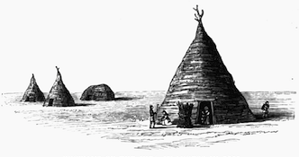 WIGWAMS OF THE JURA ISLANDERS IN 1772.
(From Pennant's Second Tour.)