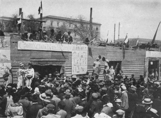 “‘Barkers’ in plate-armor ... in the Easter Fair, a piece
bitten right out of Coney Island.”