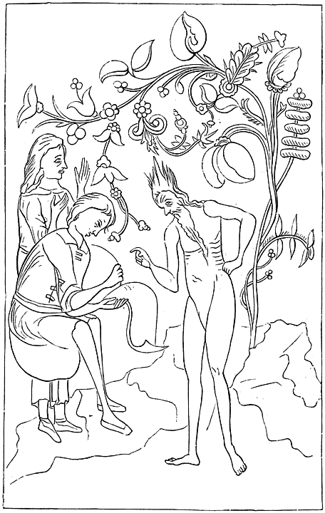 Fig. 7.&mdash;Adam Signing Contract for his Posterity To Satan.
