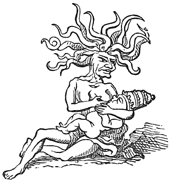 Fig. 12.&mdash;The Pope Nursed by Meg&aelig;ra.