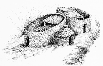 A WOLF-PROOF SHEEPFOLD ON THE ALAGÓN, NORTH
ESTREMADURA

Walls 10 feet high: note the shepherd’s dwelling alongside. Within
are sheep.