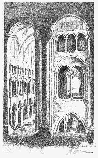 The Interior of Laon Cathedral (XII Century). View from
the Tribune Gallery