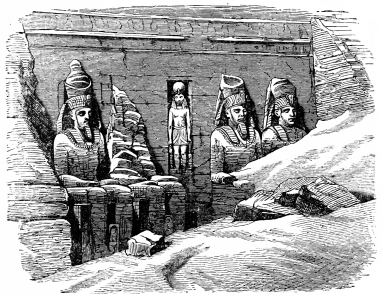 Fig. 24.&mdash;Façade of the Rock-cut Temple of Abou-Simbel.